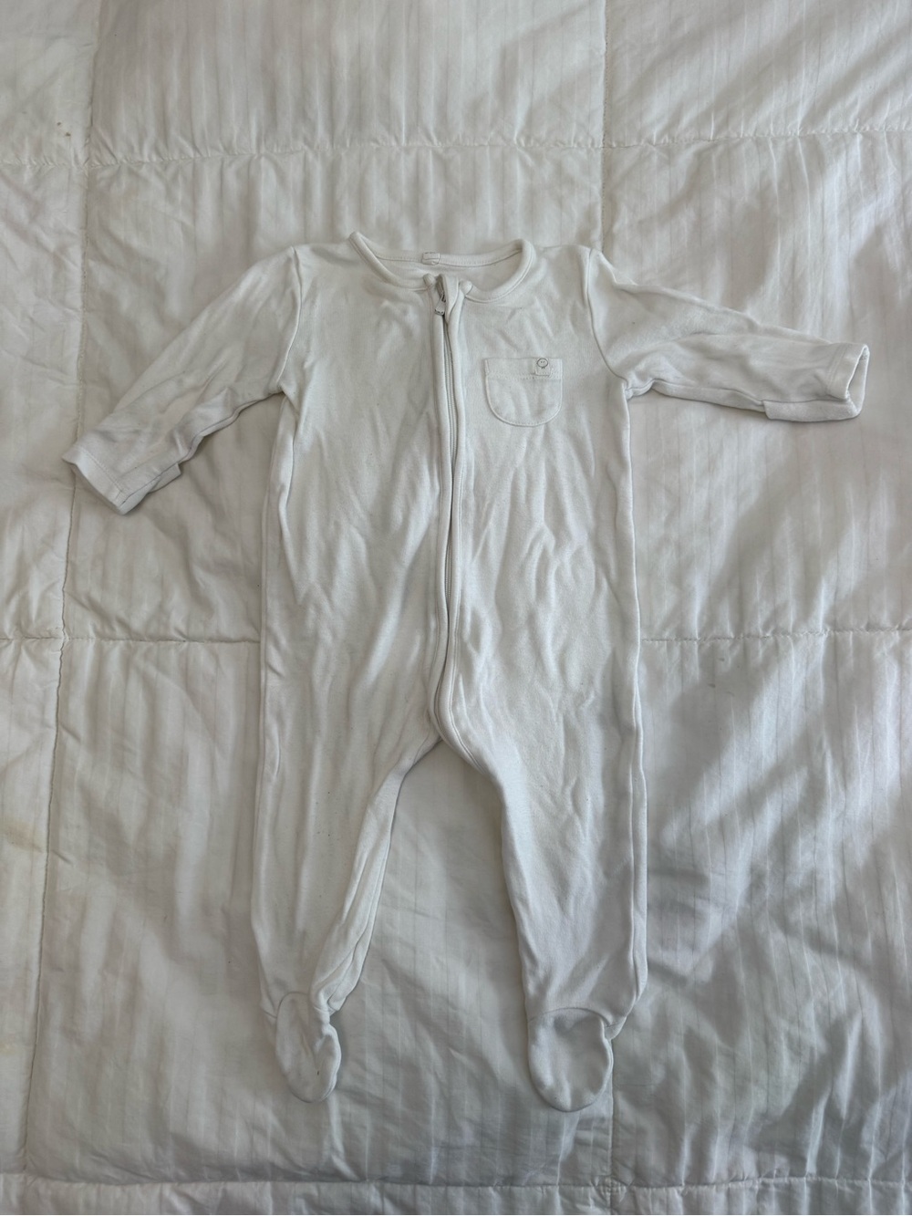 Classic White Baby Footed One-Piece Zipper Sleepwear